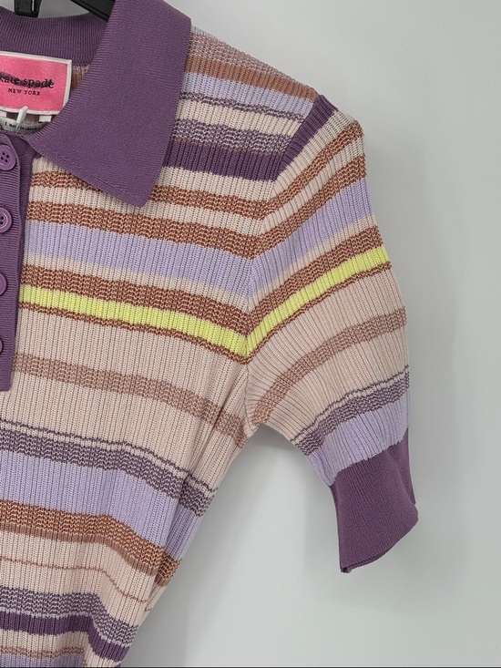 kate spade Pastel multi Striped Polo knit  Dress in Lavender Collar belt S - Picture 7 of 12